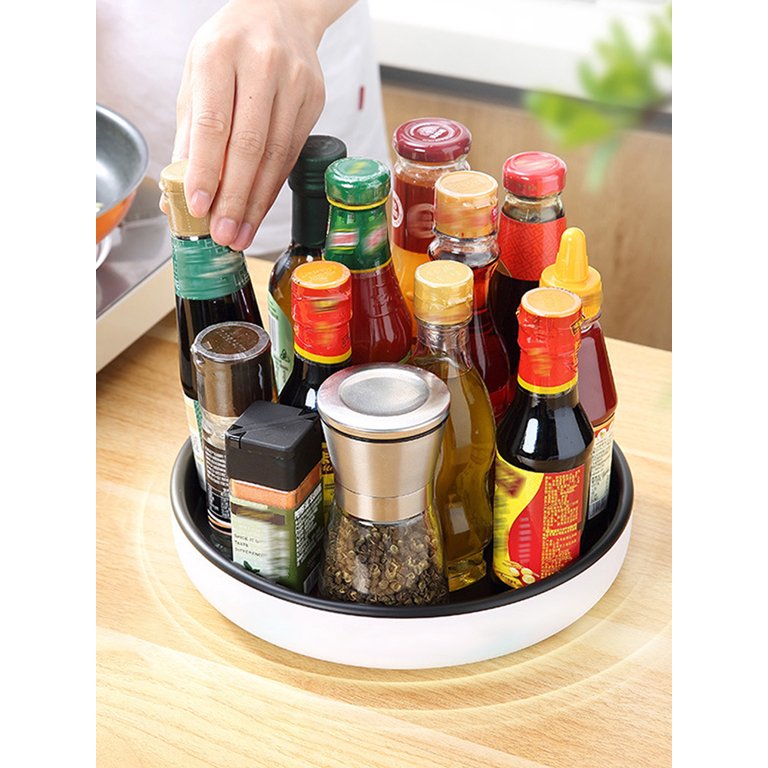 Hands DIY 360 Rotating Spice Storage Rack Turntable Condiment Holder with Anti slip Bottom Waterproof and Moisture proof Spice Organizer Shelf Kitchen