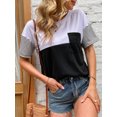 thumbnail image 2 of Camiseta mujer, Camiseta de manga corta para mujer Camisetas casuales con cuello redondo empalmado a Abody Extragrande, 2 of 7