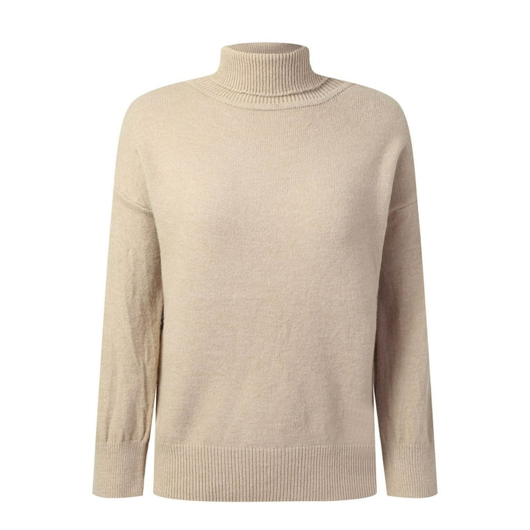 Huesdet Women Long Sleeve Turtleneck Knit Sweater Asymmetric Huesdet Women Long Sleeve Turtleneck Knit Sweater Asymmetric