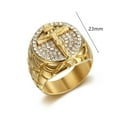 thumbnail image 3 of Hip Hop Iced Out Big Jesus Ring Male 14K Yellow Gold Christian Cross Rings For Men Religious Jewelry, 3 of 6