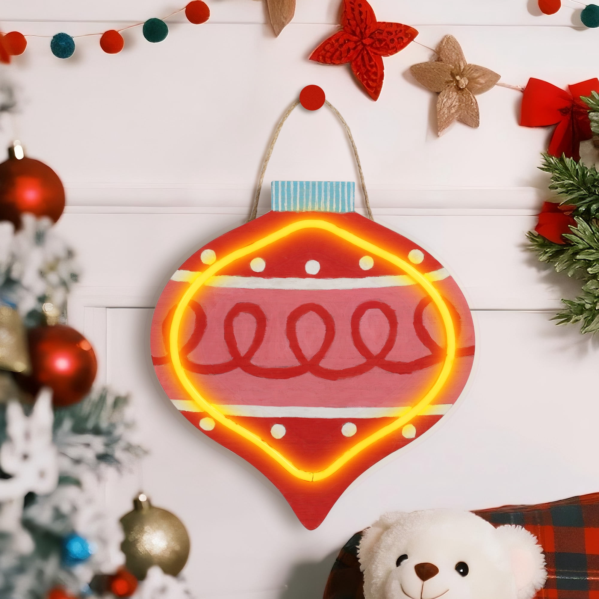 Hello Hobby LED Unfinished Ornament Plaque, MDF Wood Surface, 10.04 in x 0.65 in x 10.93 in