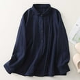 thumbnail image 2 of Kaemgyyd Womens Button down Shirts Casual Cotton Linen Long Sleeve Blouses Oversized Boyfriend Collared Boyfriend Tops, 2 of 3
