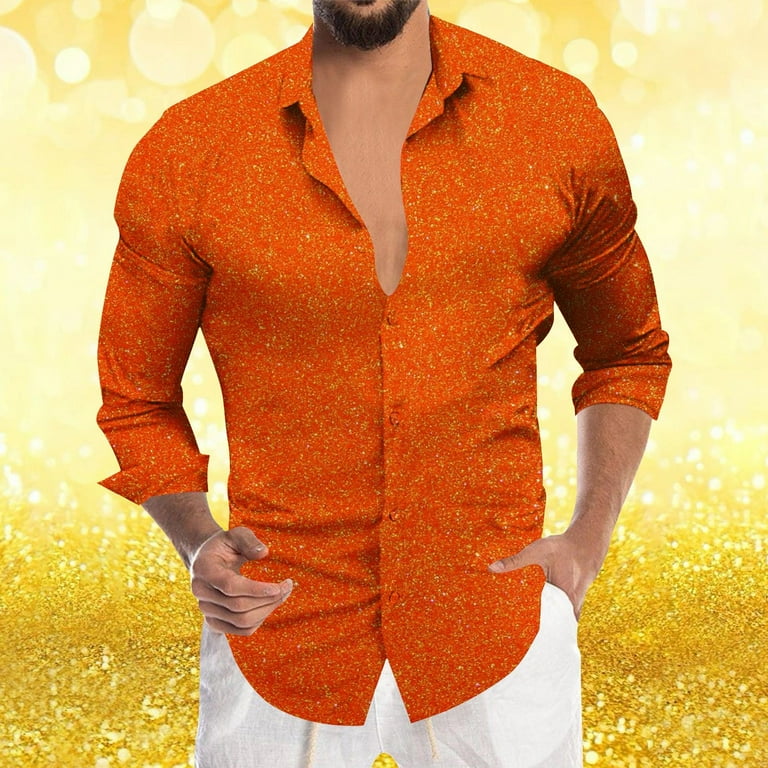 novelty dress shirts Men's Button-Down Shirts Men's Novelty Shirts Carnival Holiday Theme Shirt  Button Down Shirts Big and Tall Dress Shirts Nightclub Prom Top Button Down Dress  Shirt
