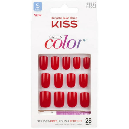 Kiss Salon couleur ongles artificiels, New Girl, courte longueur, 28 count