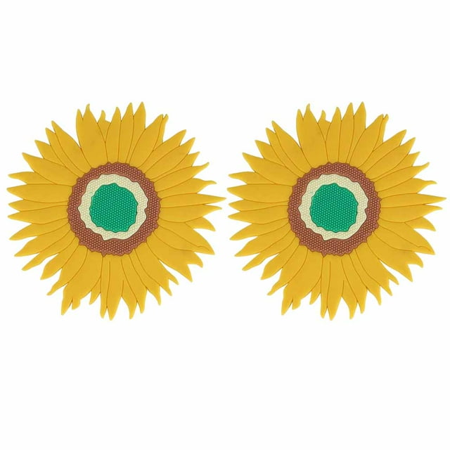 MasteelfCA 2pcs Sunflower Round Shape Heat Resistant High Temperature Resistance Coaster Cup Mat for Home (Yellow)