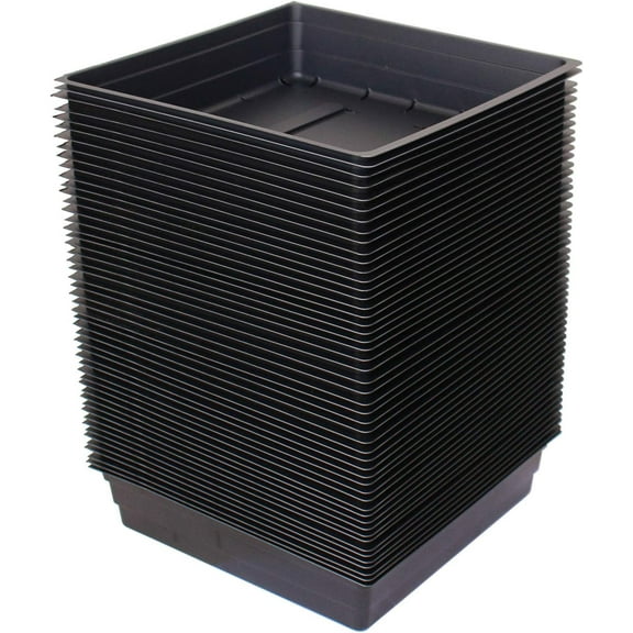 10" x 10" Garden Growing Trays with Drain Holes - 50-Pack Recyclable Plastic  Trays for Wheatgrass Sprouting Tray, Microgreens Growing Trays, Hydroponic Trays, Nursery Flats, Greenhouse Supplies