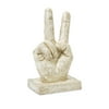 12.75" Distressed Off-White Peace Hand Symbol Table Top Decoration