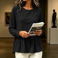 thumbnail image 3 of Lmnyox Women's Sweatshirts Crew Neck Solid Color Peplum Long Sleeve Pullover Fall Fashion Sweatshirts, 3 of 5