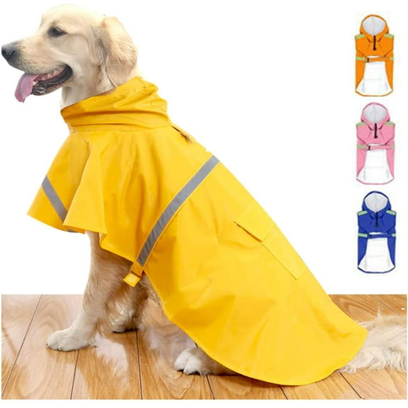 Dog Raincoats for Large Dogs with Reflective Strip Hoodie,Rain Poncho Jacket for Dogs