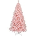 thumbnail image 2 of Tcbosik 8ft Flocked Artificial Christmas Pine Tree with 1450 Branch Tips, Unlit Hinged Xmas Tree with Metal Stand for Home Decoration, Snowy Pink, 2 of 5