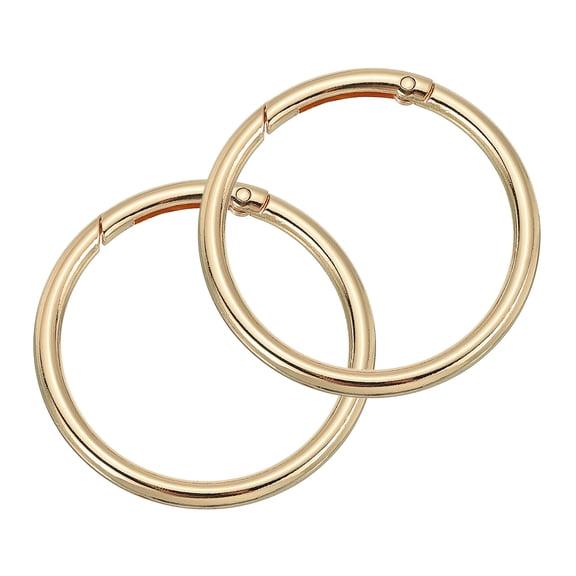Uxcell Round Spring O Rings, 2Pcs 2.32 Inch OD Trigger Buckle Snap Clips for Bags, Purses, Keyrings, Gold Tone
