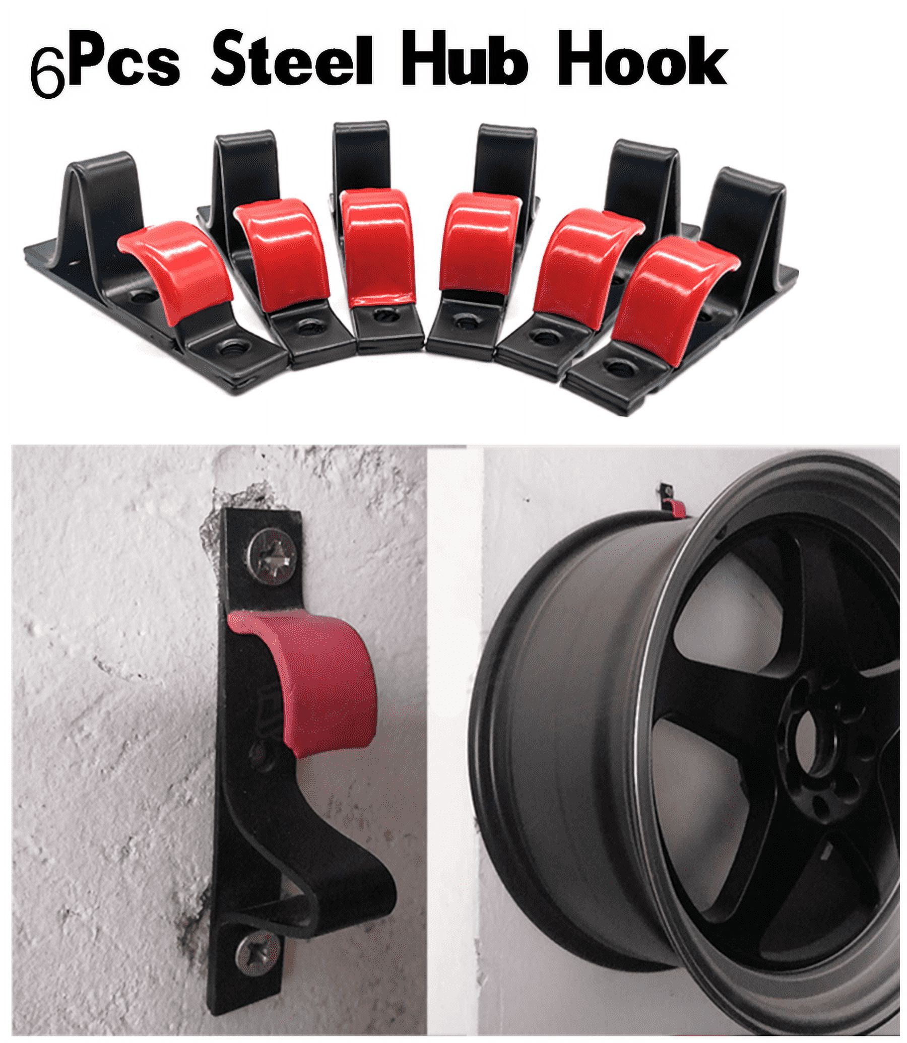 6pcs Metal "J" Tire Wheel RIM Hub Hook Wheel Wall Mounted Hook Shop Display USA
