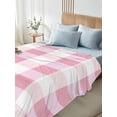 thumbnail image 5 of Pink Plaid Flat Sheets Only Twin XL Size, Soft Breathable Bed Top Sheets for Mattress, Spring Farmhouse Buffalo Checkered Luxury Bedding Flat Sheets for Home Hotel Bedroom Bed Protection, 5 of 9