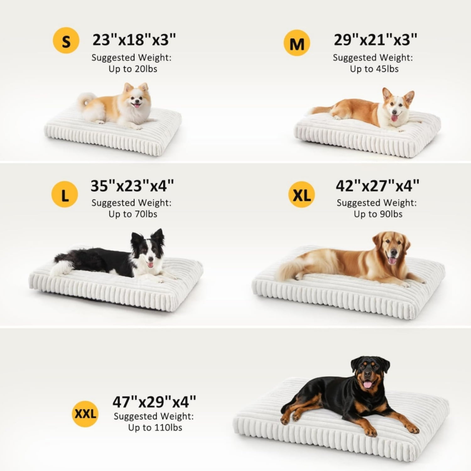 Katieovy Orthopedic Dog Bed for Large Dogs,40*30 inch Large Dog Beds,Washable Dog Beds with Non-Slip Bottom,White