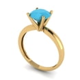thumbnail image 2 of Clara Pucci 14K Yellow Gold Solid Gold Turquoise Solitaire Anniversary Ring for Women - 1.5 cttw Round Cut, 2 of 8