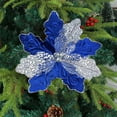 thumbnail image 4 of Christmas Glitter Poinsettia Flowers Artificial Flower Ornaments, Fake Flower Decorations with Stem for Xmas Tree Wreaths Holiday Party Home Deco, 4 of 7