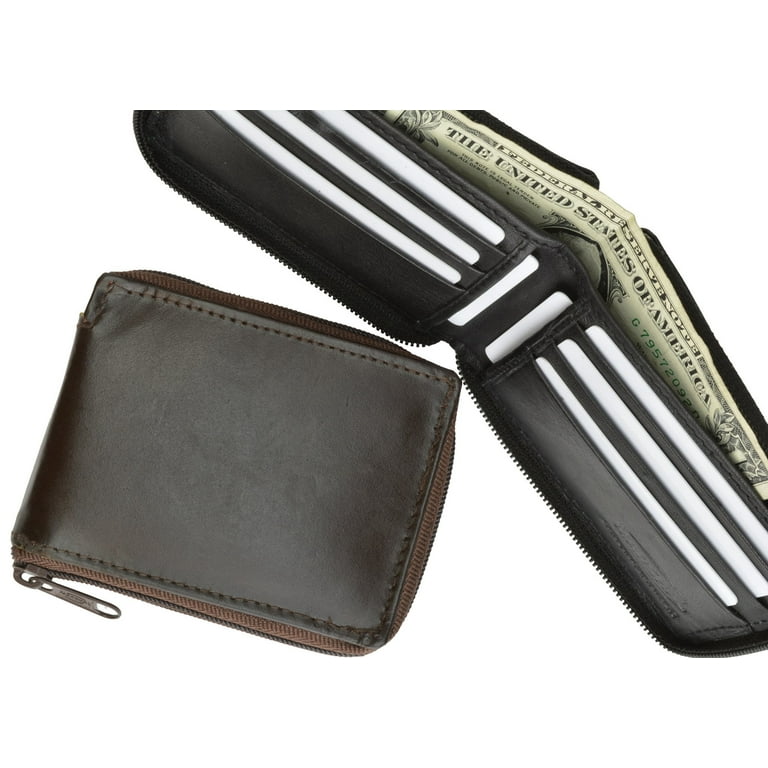 All Rounder Zipper Mens Leather Bifold Wallet (C) 574 - Walmart.com