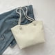 thumbnail image 4 of Bolsa Para Las Axilas Bolso para axilas para mujer, con cremallera, de pana, grande, simple, para compras (blanco), 4 of 8