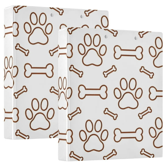 ALAZA Dog Paw Prints Bones Hardcover 3 Ring Binder 1.5" Round Rings Interior Pockets Binders Organizer 2 Pack
