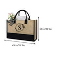 thumbnail image 2 of Yucurem Women Jute Tote Bag Letter S Large Capacity Summer Beach Bag For Birthday Gifts Multi-function handbag (M), 2 of 7