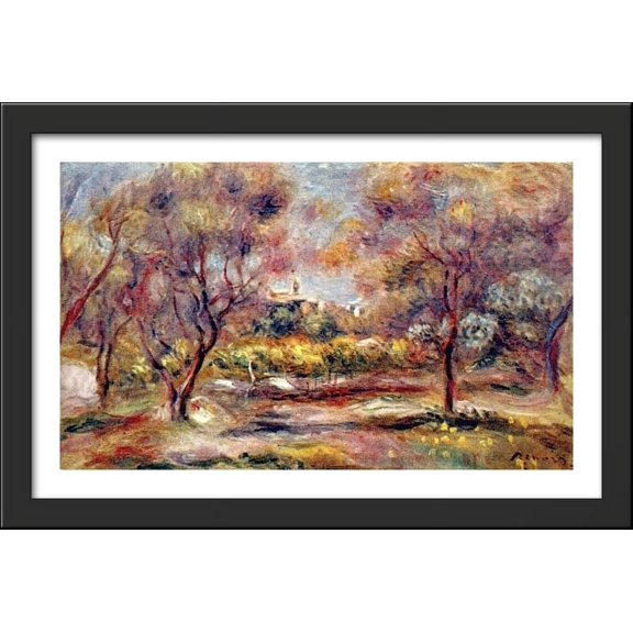 Landscape at Grasse 40x26 Large Black Wood Framed Print Art by Pierre Auguste Renoir