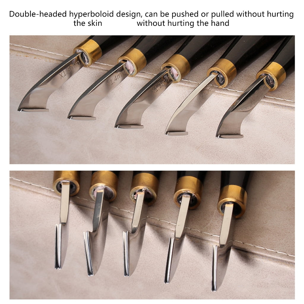 MOMOJIA Carbon Steel1eatherEdging Groover Tool Ergonomic Grip Wooden Handle Leatherworking Tool for Stitching Grooving