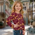 thumbnail image 3 of DISNIMO Deer Tree Print Girls Long Sleeve Shirts with Tie Hem Fall Casual Tops Round Neck Blouse Tops Loose Fits Pullover Tops for Kids Teens Youth, 3 of 8