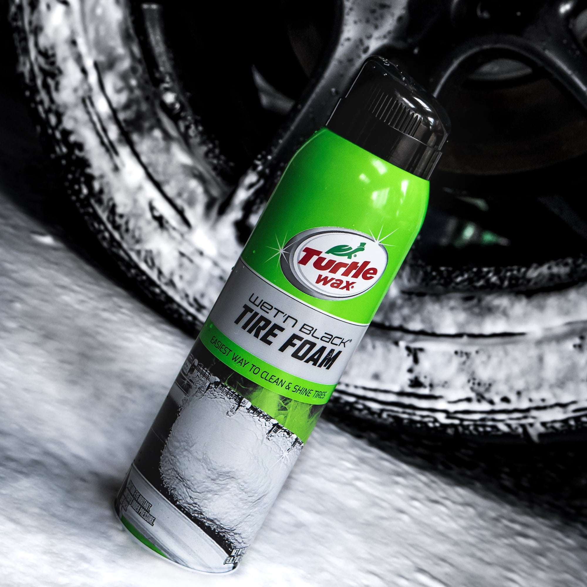 Turtle Wax 50806 Wet n' Black Tire Foam Spray, 18 oz