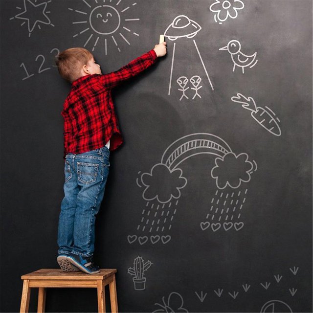 Pegatinas de Pizarra Pizarra de Tiza Extraíble PVC Dibujar Mural Decoración Arte Pizarra Adhesivo de Pared para Habitaciones de Niños Durable 45 x 100cm