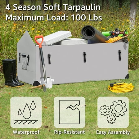 174 Gallon Outdoor Storage Box Waterproof Soft Shell Tarpaulin Deck Box for  Furniture Garden Tools