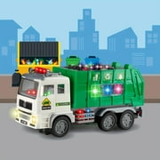Easter Gift Garbage Truck Toy Vehicle Model with a Storage Compartment And Omnidirectional Wheels, Featuring a 4D Light Show. Suitable for Indoor And Outdoor Play, Perfect for Boys And Girls Aged 3 An