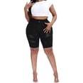 thumbnail image 6 of Gocolloa Women Plus Size Jean Shorts Stretchy High Waisted 10" Inseam Knee Length Denim Bermuda Shorts Black 18W, 6 of 6