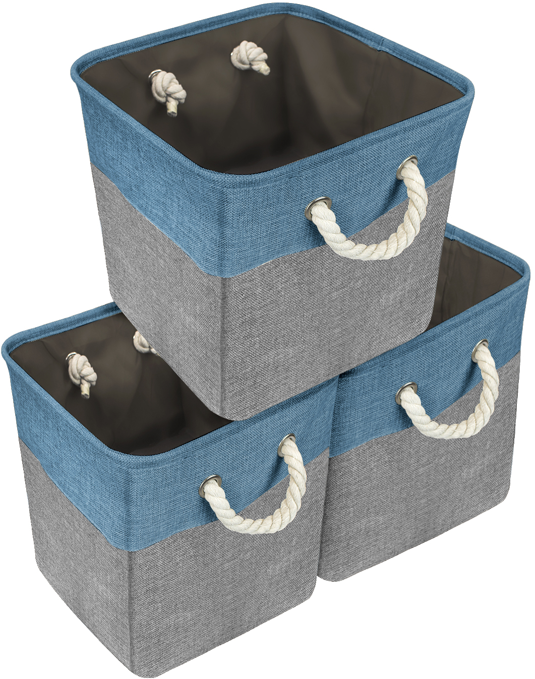 Twill Storage Basket Set (large) 3 Pack, Aqua