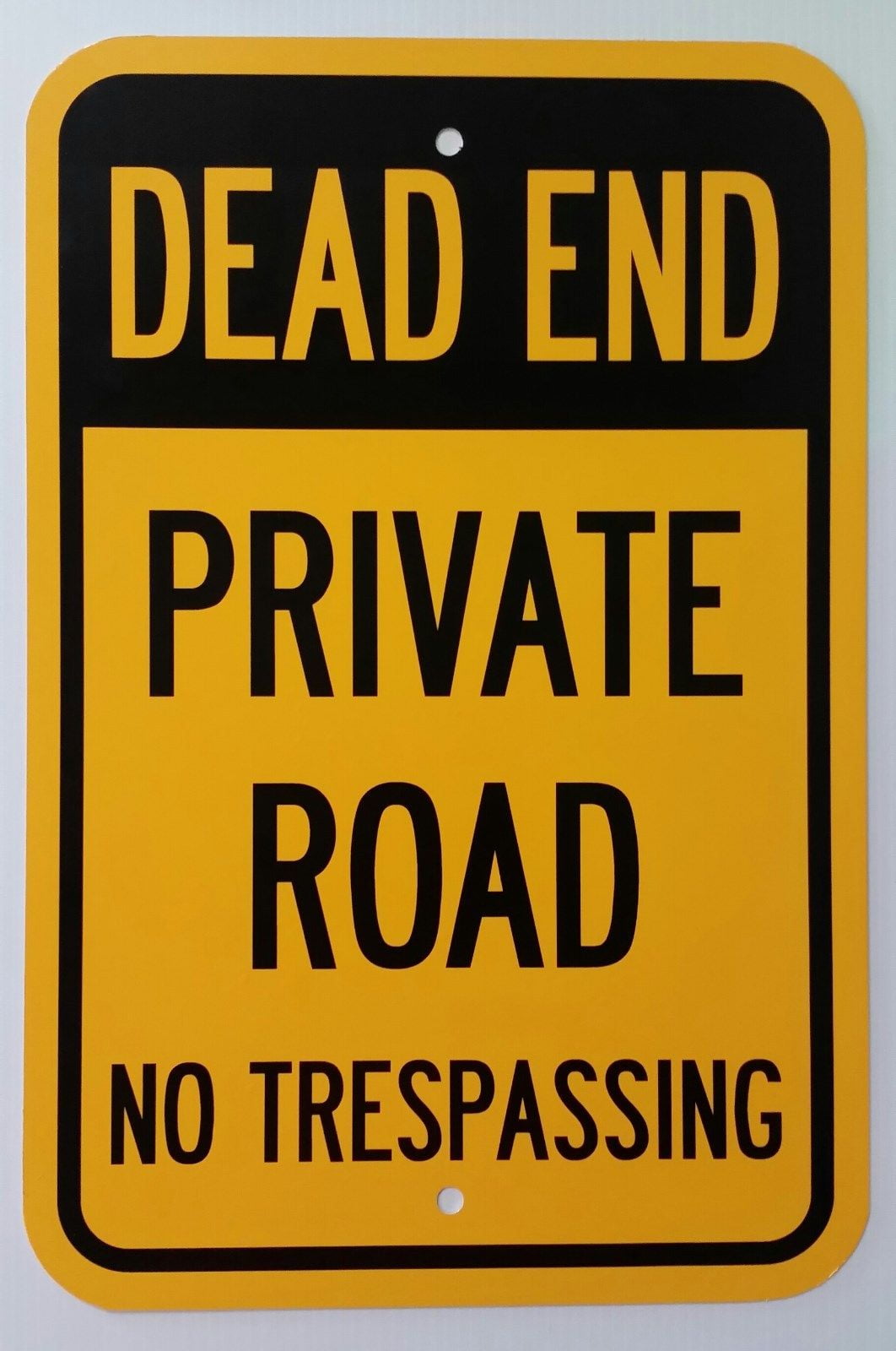 No Outlet Private Road No Trespassing 8" x 12" Aluminum Sign Made in USA Yel/Blk 