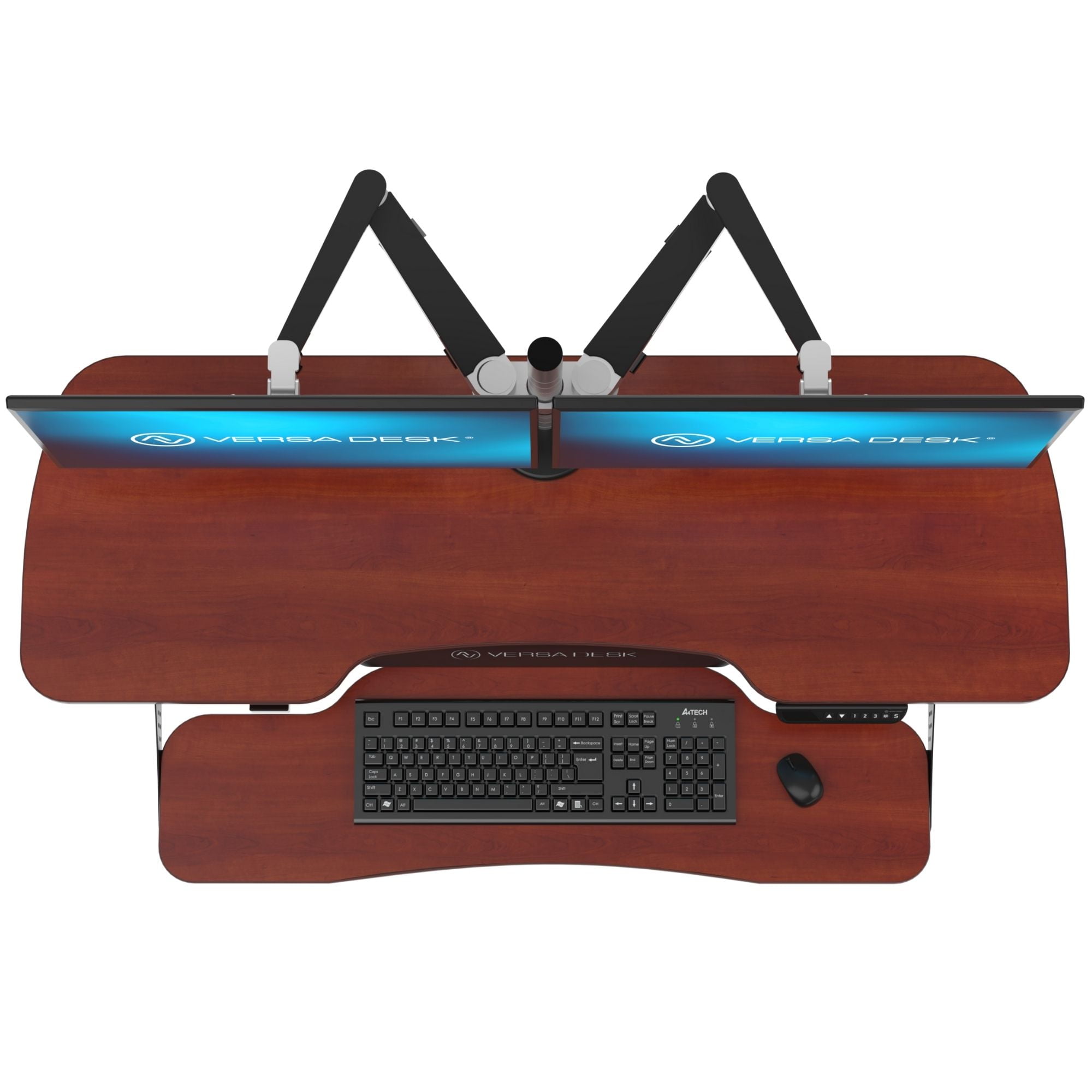VersaDesk PowerPro Elite 48" Electric Standing Desk Converter w/ Programmable Switch, USB Port & Mobile APP, Cherry