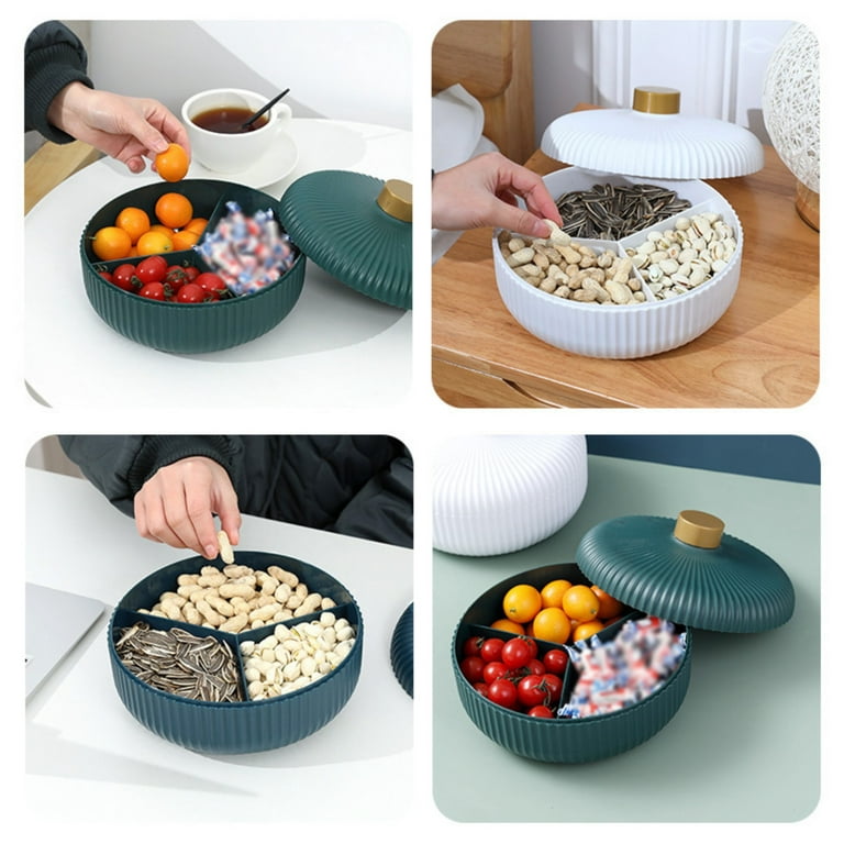 Divided Serving Dishes with Lid, Serving Tray with Lid, Round Divided  Plates, Sectional Serving Tray Removable Party Snacks Tray for Candies,  Nuts