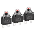 thumbnail image 1 of Unique Bargains Circuit Overload Protector 4A AC125/250V DC32V Push Button Thermal Circuit Breaker with Waterproof Caps 3pcs, 1 of 5