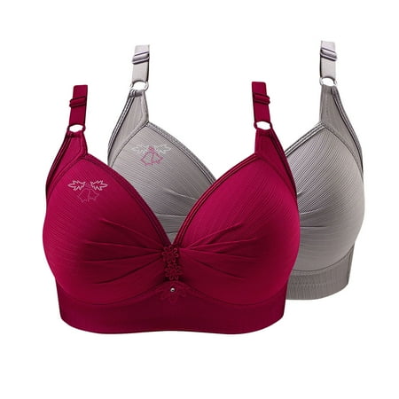 Lisbinx Bras for Women Full Coverage 2PC Woman s Printing Gathered Together Large Size Daily Bra Underwear No Rims Prime Day Deals Today 2025
