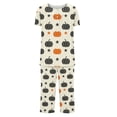 thumbnail image 4 of SwiftWear Halloween Pajamas Women 2 Piece Lounge Set Pumpkin Cobweb Cute Ghost Homewear Short Sleeve Henley Top Capris Set XXXL, 4 of 4