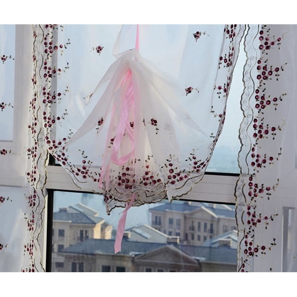 Cortinas opacas para ventanas, puertas, balcones, cortinas transparentes para duchas y ventanas, bordadas con flores