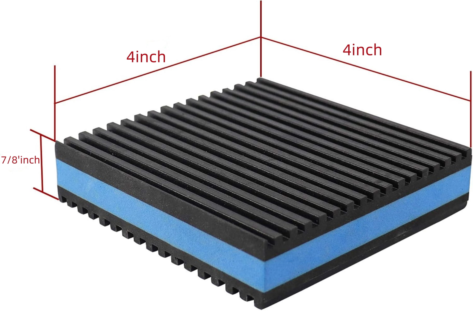Artrylin Anti-Vibration Pads, 4-Pack 4x4x7/8 inch Ribbed Blue Pads for Washer, Dryer, Treadmill, AC, Compressor - Noise Damping EVA & Rubber Mat