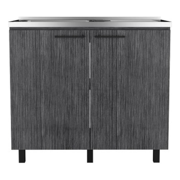 Pemberly Row Contemporary Utility Sink Cabinet Engineered Wood Smoky Oak