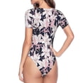 thumbnail image 4 of Naloa Lilies Flowers Women's Short-Sleeved Onesie, One-Piece Swimsuit for Parties, dates, clubs - Medium, 4 of 9