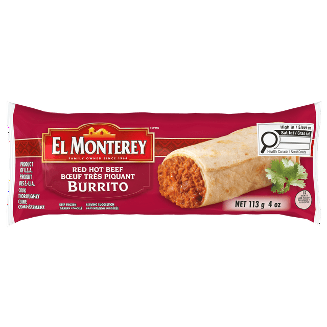 El Monterey Red Hot Beef Frozen Burrito, Red Hot Beef Burrito