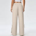 thumbnail image 5 of Levmjia Womens Pants Wide Leg Cotton Linen High Waisted Elastic Waistband With Pockets Casual Solid Color Trousers Lace Patchwork Breathable Flowy Beach, 5 of 8