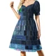 thumbnail image 1 of Vestido de noche de lujo de manga corta con bola de discoteca azul agua brillante para mujer, vestido de noche para boda, vestido morado para mujer, 1 of 7