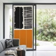 thumbnail image 3 of Orange Black Window Privacy Film, Farmhouse Striped Modern Abstract Art Static Cling UV Sun Blocking Heat Control Window Tint Day and Night, Non-Adhesive One Way Windows Privacy Cover 35.4''x78.7'', 3 of 7