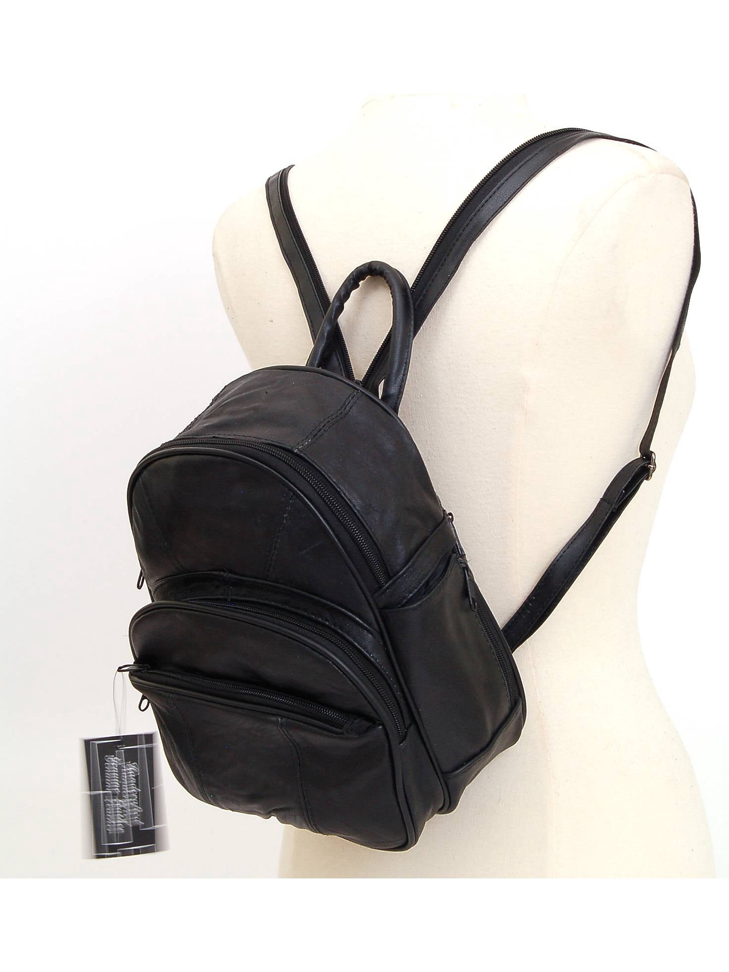 Genuine Leather Small Backpack Casual Daypack Convertible Sling Crossbody Bag