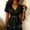 #117-Black, variant on Womens Short Sleeve Tops Slim Fit V Neck Wrap Belted Peplum Solid Soft Blouse for Summer Daily Gift