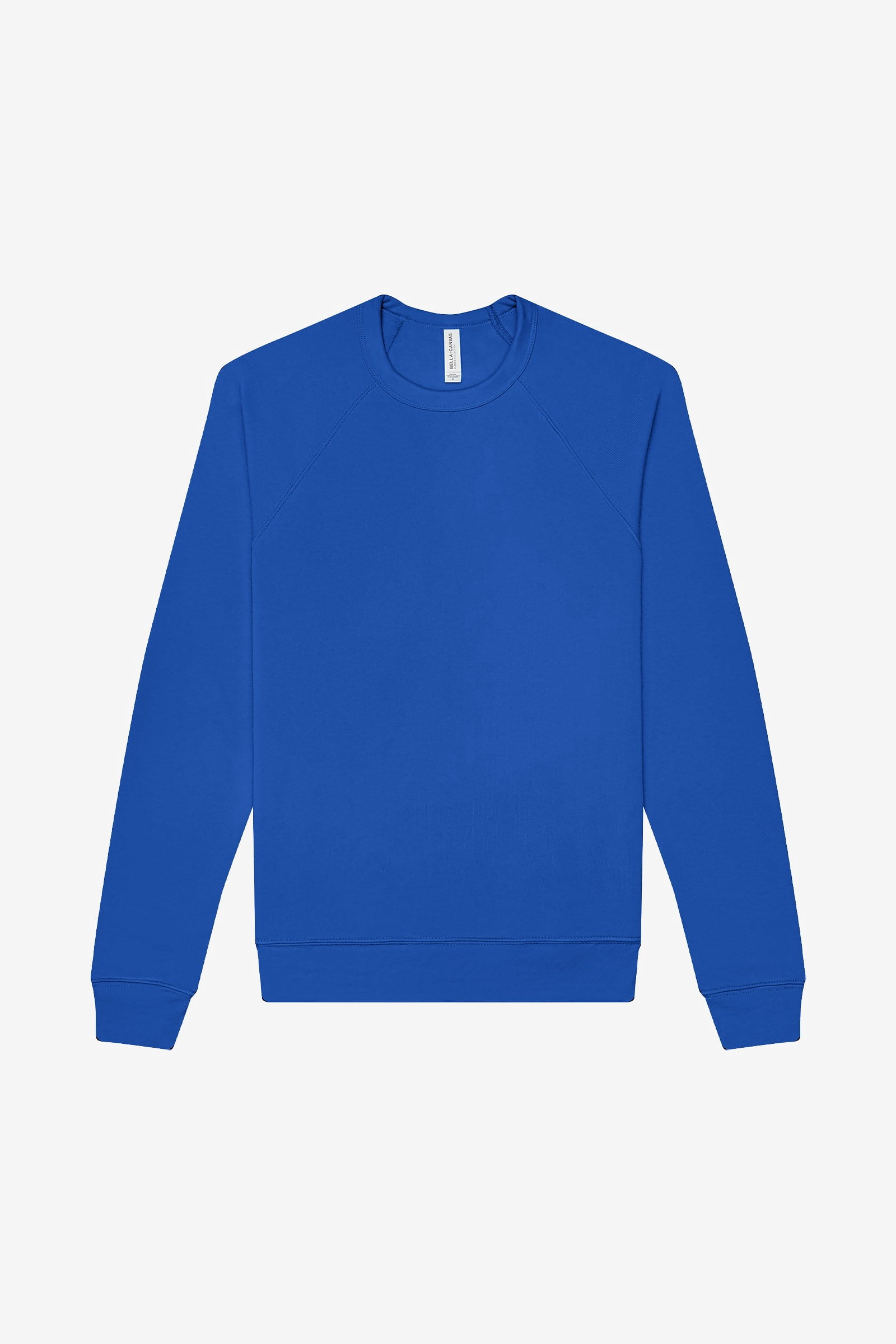 BELLA+CANVAS Adult Crew Neck Personalized Fleece Raglan Long Sleeve T-Shirt, Create your own Designs, True Royal, Small, Unisex
